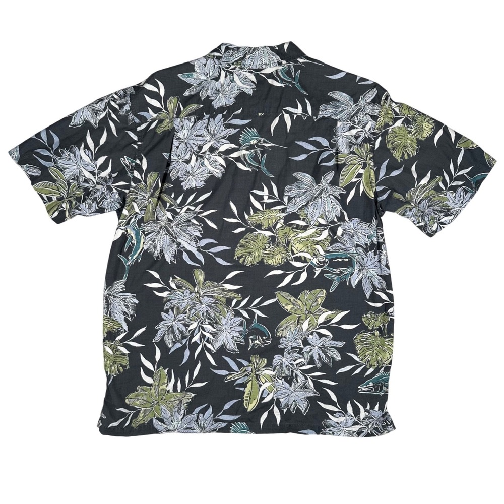 Vintage Columbia Button Down‎ Shirt Mens M Tropical Floral Hawaiian Dark Gray - Picture 3 of 11